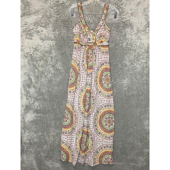 Faith Dresses & Skirts - Faith Women 70s Retro Colorful Beachy Boho Mandala Beaded Tank Maxi Sundress XS